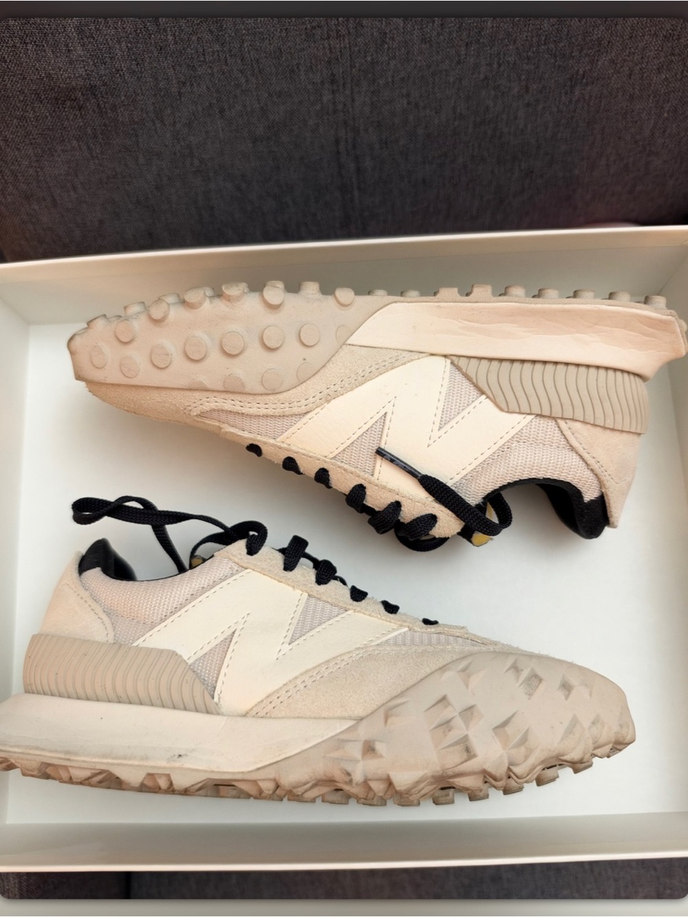 New Balance Women's Cream & Black Trail-Style Sneakers